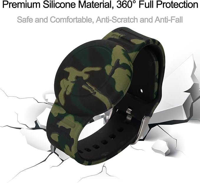 Waterproof AirTag Bracelet for Kids, Hidden Printed Wristband for Apple Air Tag, Silicone AirTag Holder GPS Tracker Case for Band for Child Toddler, Secure Anti-Lost Protection(Black)