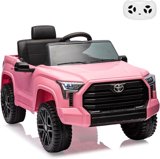 Electric Car for Kids, Licensed Toyota Tundra 12V Electric Truck, Off-Road Kids Car w/Remote, Spring Suspension & 3 Speeds, LED Headlights, Ride-On Toys for Boys/Girls