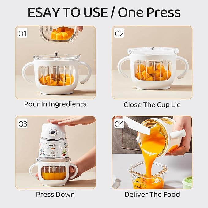 Baby Food Maker - Food Puree Processor, Fruits, Vegetables, Meats and Potatoes Mini Food Blender, Suitable for Avocados, Grapes and Strawberries Space Silver, 10 oz Gift Package