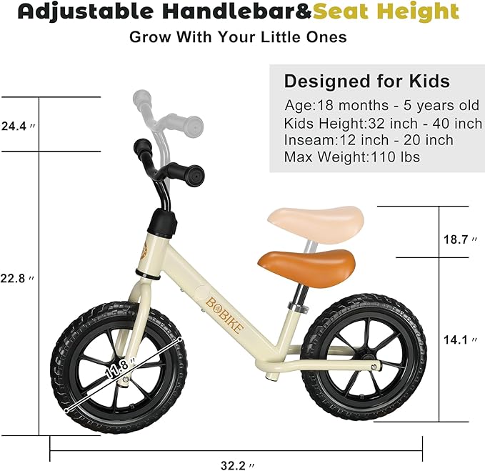 Toddler Balance Bike Toys for 2 to 5 Year Old Girls Boys Adjustable Seat and Handlebar No-Pedal Training Bike Best Gifts for Kids