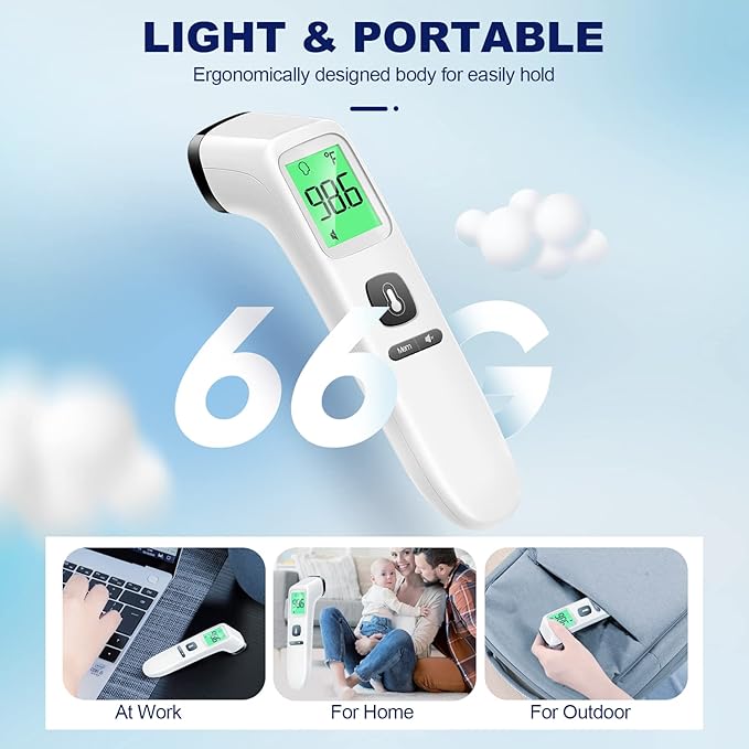 No-Touch Thermometer for Adults and Kids, Digital Accurate Baby Thermometer with Fever Alarm, 1 Second Fast Result, Easy to use, 2 in 1 Mode