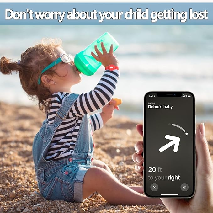 Waterproof Bracelet for AirTag Kids, Personalized Initial Letter Hidden Holder Compatible with Air Tag, Silicone Case for Airtag Adjustable Anti-Lost GPS Tracker for Toddler Child Elder, J