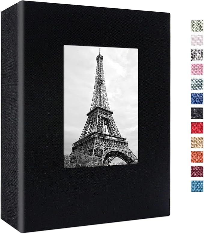 Vienrose Small Photo Album 4x6 100 Photos Linen Cover Picture Book with Front Window for Baby Wedding Children