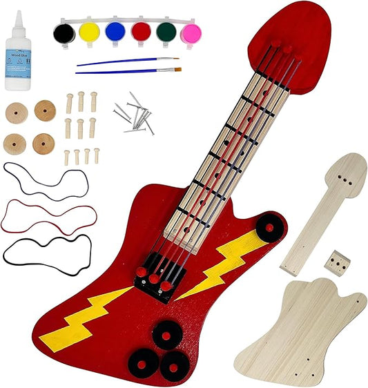 DIY Wood Building Kits, STEM Woodworking Kit for Kids, Creative Fun Craft Projects, Great Gift for Boys & Girls (Wooden Guitar, 1-Pack)