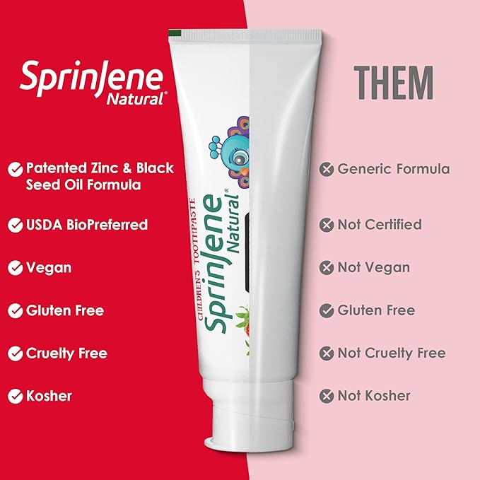 SprinJene Natural Kids Toothpaste, Strawberry | Natural Children’s Toothpaste | Fluoride Free Toothpaste for Toddlers | 1 Pack