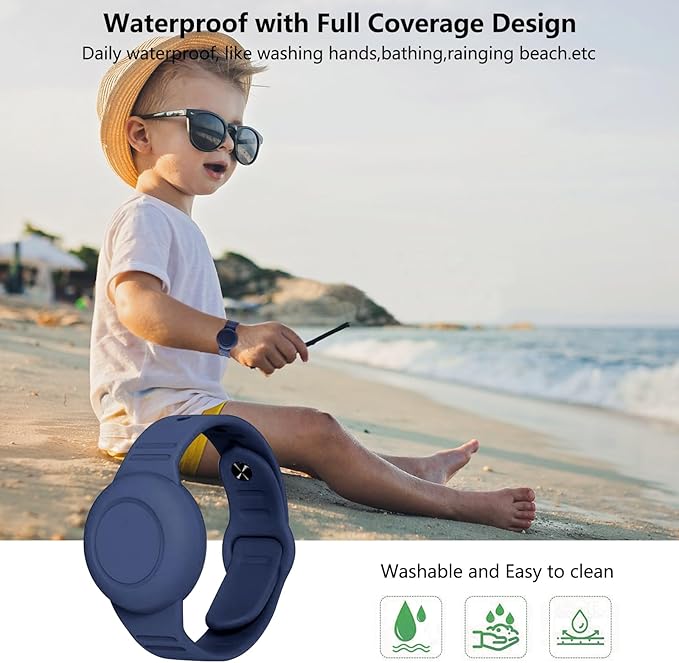 Waterproof Airtag Bracelet,Hidden Airtag Wristband,Anti-Lost Silicone Apple Airtag Holder Case,Airtag Case Cover Accessories Watch Band GPS Tracker-Blue