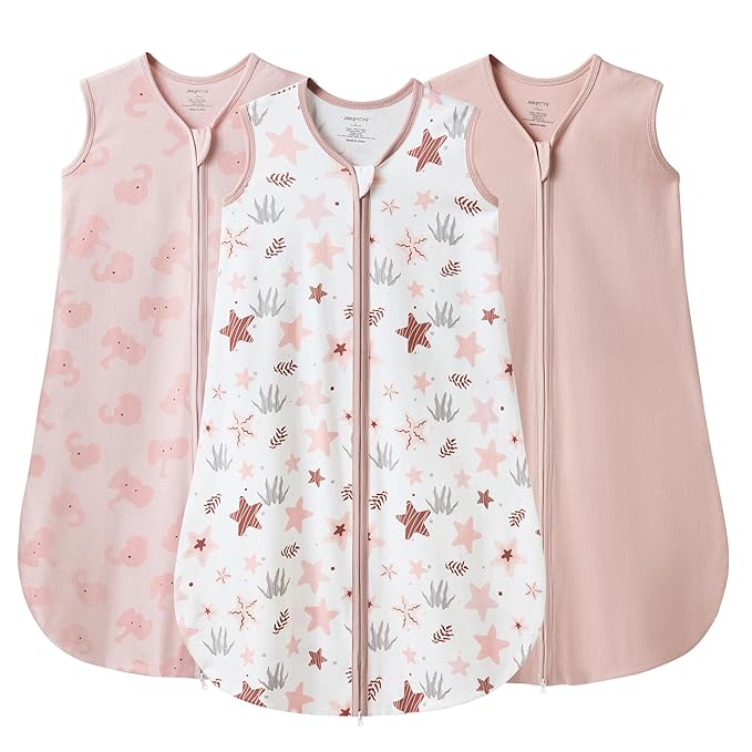 JELLYMONI Baby Sleep Sack 18-24 Months 0.5 Tog Wearable Blanket for Baby, 100% Cotton 3 Pack Infant Toddler Sleeping Sack Lightweight Soft 2-Way Zipper Sleepsack