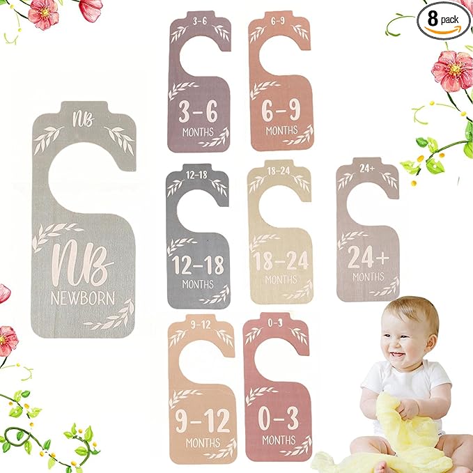 Wooden Baby Closet Dividers for Baby Clothes Organizer,Colorful Baby Closets Organizer for Nursery Decor,Baby Clothes Dividers for Closet Size Hangers for New Mom Dad Parents (Colorful)