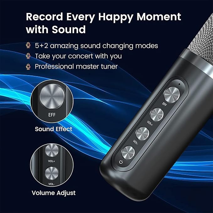Karaoke Machine for Kids Adults - Portable Bluetooth Speaker with 2 Wireless Microphones, Singing Machine for Home Party, Birthday Gifts for Girls Boys Ages 4, 5, 6, 7, 8, 9, 10, 11, 12+ Years Old