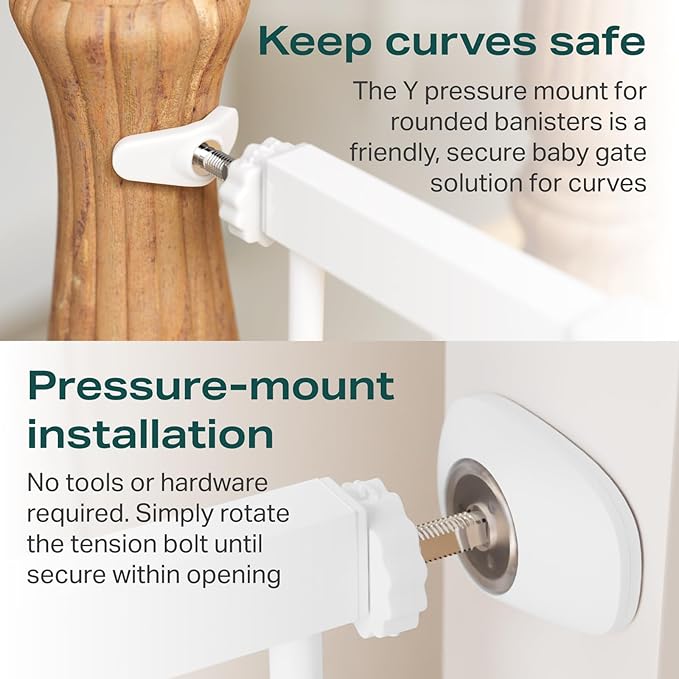 Cumbor 2 Pack 29.7-46" Baby Gate for Stairs, Mom's Choice Awards Winner-Auto Close Dog Gate for doorways, Easy Install Pressure Mounted Pet Gates indoor, Easy Walk Thru Wide Safety Gate for Dog, White