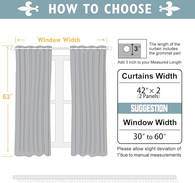 ChrisDowa 100% Blackout Curtains 63 inch Long for Bedroom with Black Liner, 2 Thick Layers Total Blackout Thermal Insulated Grommet Window Curtains 2 Panels Set (Aqua, 42 x 63 Inch)