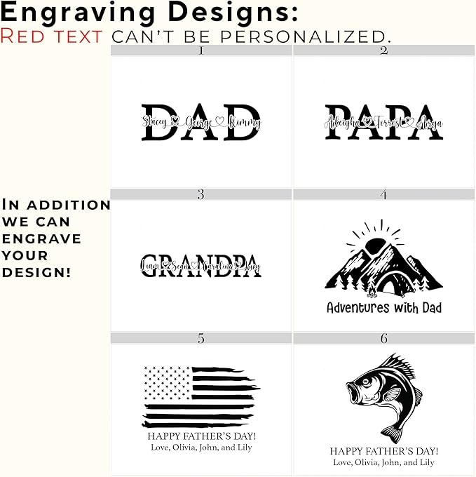 Personalized Christmas Gifts for Dad - Custom Engraved Wooden Box with Kids Names, Unique Father's Day Gift Idea, Grandpa Papa Gift Xmas, Acacia Wood Keepsake Box 11x8x4.75 in