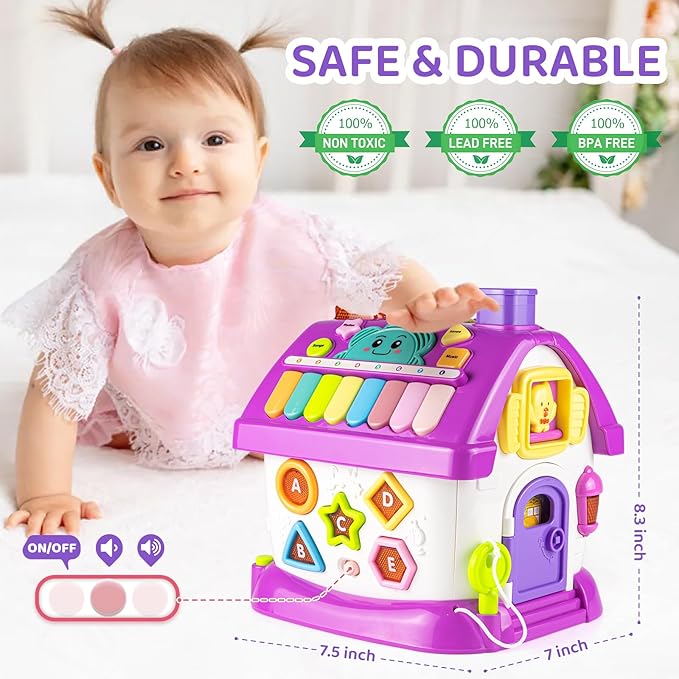 Marstone Montessori Toddler Toys for 1 Year Old Girl Gifts: 8 in 1 Multi-Functional Learning Baby Musical House for 1 2 3 Yr Old Girl and Boy Birthday Gifts, Educational Baby Toys 6-12, 12-18 Months