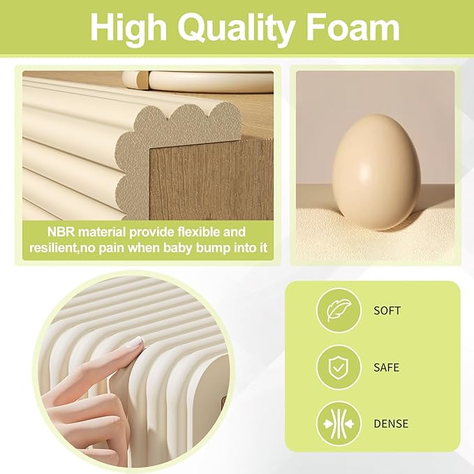 Baby Proofing Wall Corner Protector,Edge Guard Corner Protector,6.56ft Thinken Soft Corner Protectors Pre-Taped Soft Rubber Foam Edge Cushion for Furniture (Coffee Brown, 6.56Ft x 5.9" W x 0.47" Th)