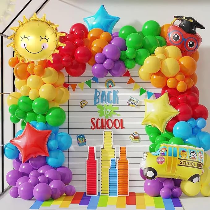 140pcs Rainbow Balloon Arch Kit, Rainbow Balloons of Different Sizes Pack of 18 12 10 5 Inch Party Balloon Kit for Birthday Party or Balloon Arch as Graduation Wedding Baby Shower Party Decorations