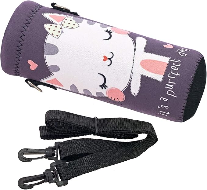 RICHEN Neoprene Water Bottle Carrier Bag with Adjustable Shoulder Strap,Insulated Water Bottle Cover for Stainless Steel/Glass/Plastic Bottles