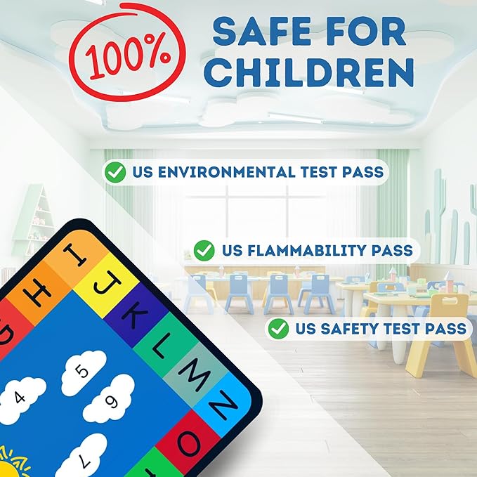 Genki - Kids Rugs for Playroom - ABC Learning Area Rug for Play Room, Classroom, Kindergarten, and Preschool - Kid Alphabet Educational Carpet for Childrens and Toddler Mat - Non Slip | 3'3"x4'11"