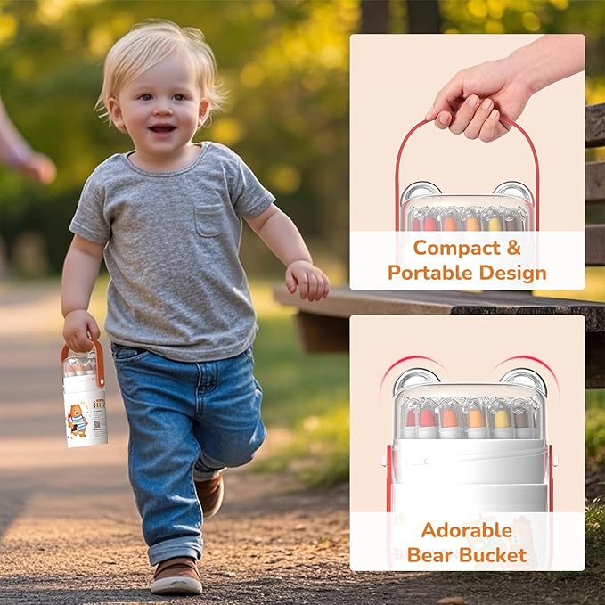 12 Color Twist Crayons for Toddlers 1-3 and Kids 4-8, Non-Toxic Washable Crayons 2-4, Ultra-Silky Easy-Grip Art Supplies, Ideal Coloring Gift for Boys and Girls