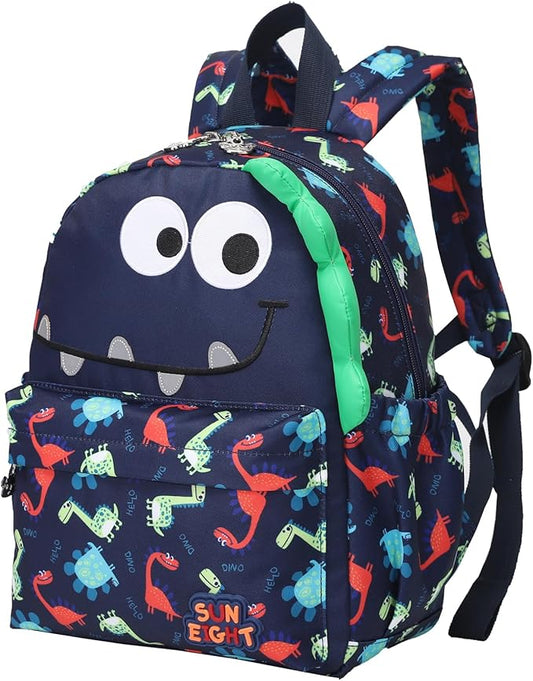 SUN EIGHT Preschool Toddler Kids Backpack Small 3D Cartoon Dinosaur Lunch Daycare School Bookbag Animal Travel Bags for Boy For 2-5 Years old（Cute Dinosaur）