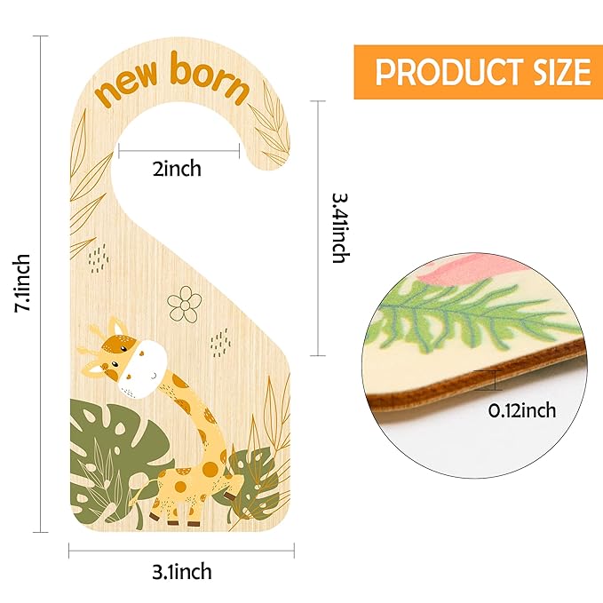 R HORSE 8Pcs Safari Baby Closet Dividers, Double Sided Nursery Hanger Dividers Wood Baby Closet Size Organizers for Boy Girl Birthday Christmas Gift (0-24 Months)