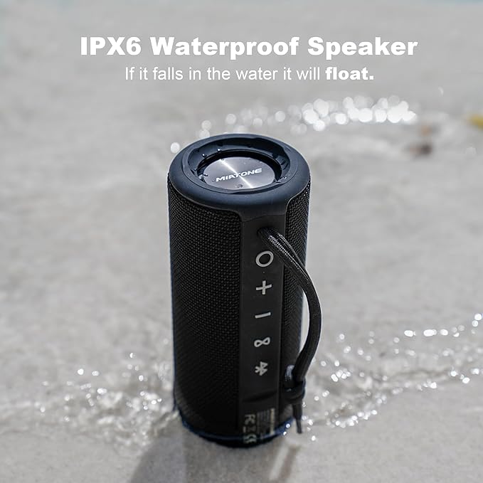 MIATONE Boombox Outdoor Portable Bluetooth Speaker Waterproof Wireless Speakers - Black
