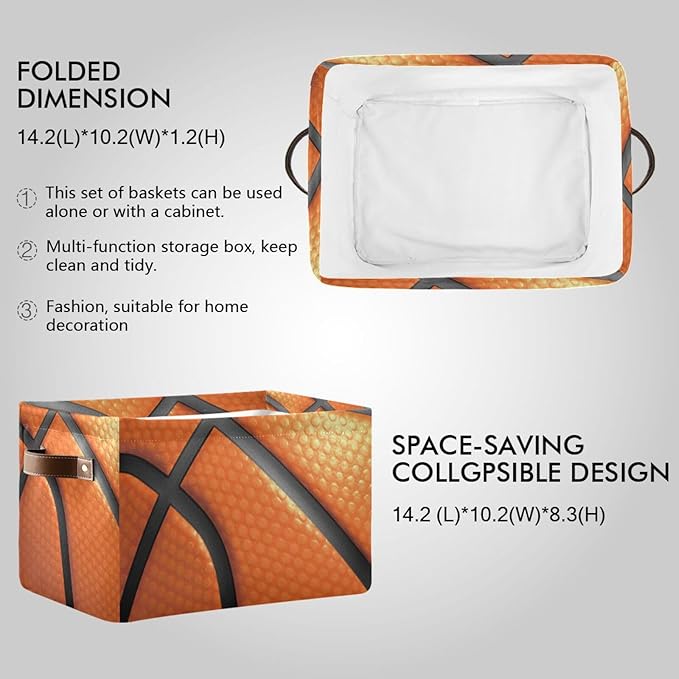 Storage Basket Bin Basketball Organizer Basket Collapsible Shelf Basket Cube with handle for Nursery Bedroom Bathroom, one sizex1