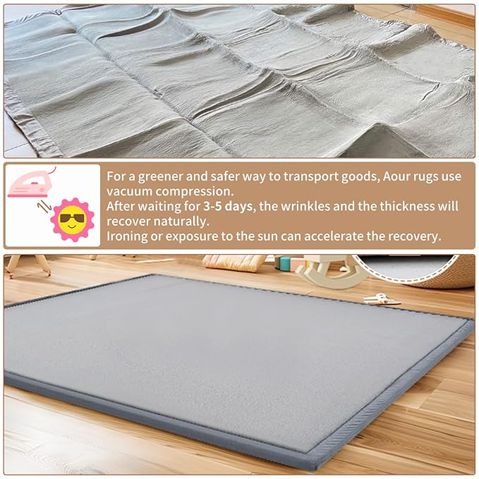 Baby Play Mat for Floor - 1.4" Thick Memory Foam Rug, 80"x70" Playpen Tummy Time Mat, Soft Velvet Nursery Rug, Large Padded Crawling Mats, Cushioned Pads for Playroom Toddlers, Infants, Yoga, Tatami