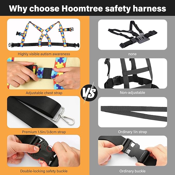 Safety Harness Leash for Special Needs Child Aged 6-12 Years Fully Ajustable, Sturdy Walking Harness for Older Children with Grab Handle, Keeping Active ADHD/ASD Autism Kids Safe in Public