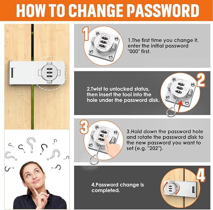 Keyless Cabinet Lock with Combination, Locker Code Lock with 3-Digit Combination, Security Door Lock for Drawers, Lockers, Bifold Doors, Small Doors, Closets, Refrigerators (Silver-1pc)