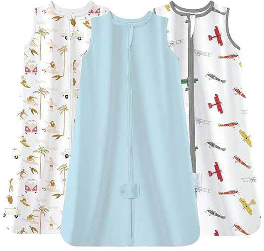 TotAha Newborn Sleep Sacks 0-3 months 3 Pack, Light, Soft, and Safe Baby Wearable Blanket Sleeping Bag with 2-Way Zippers, 0.5 TOG