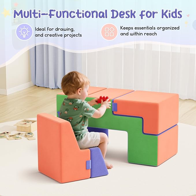 Lischwert Foam Climbing Blocks for Toddlers 1-3, Soft Play Set with Crawling Exploration Toys, Indoor Outdoor Infant Safe Blocks for Baby Gym Toddler Playground