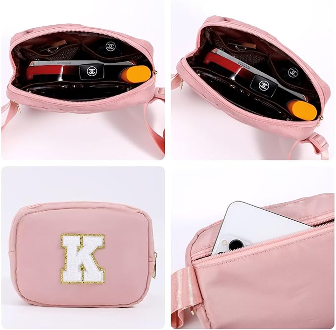 YOOLIFE Sisters Gifts - Pink Initial Crossbody Bag Belt Bag for Sister