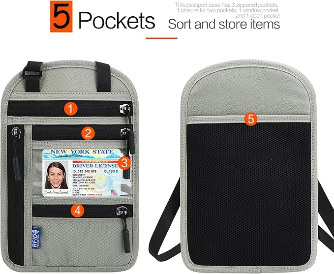 Neck Wallet Lightweight RFID Blocking Waterproof Travel Pouch for Women Men