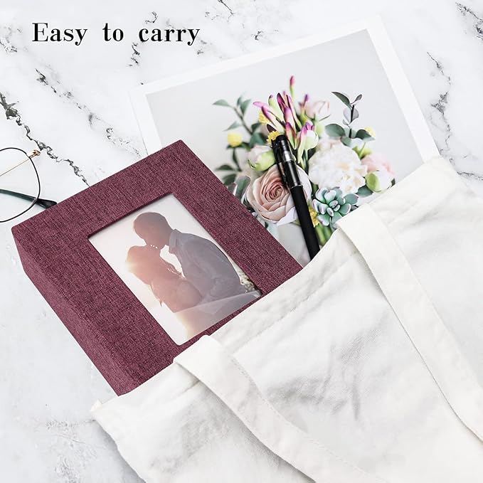 Vienrose Photo Album 4x6 100 Pages Photos Linen Cover Picture Book with Front Window for Baby Wedding Children