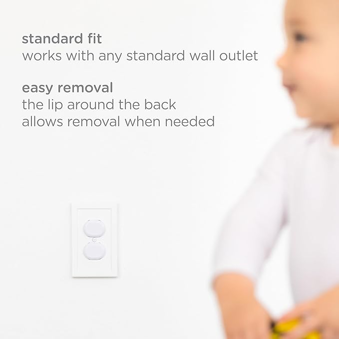 Ubbi Outlet Covers for Child Safety, Plug Protectors, Baby Proofing, Safe & Secure Electrical Plug Covers, White, 24 Count