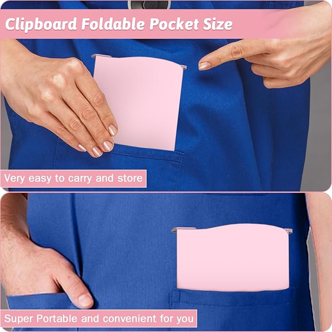 Clipboard Foldable Without Edition Cheat Sheets Aluminum 3 Layers Foldable Clipboards Pocket Size Profile Clip Clipboards Notepad for Students, Nurses,Contractor Trucker Driver