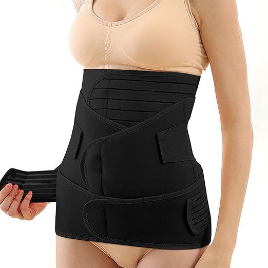 3 in 1 Postpartum Belly Band (Black), Post Partum Waist Binder, Posture Correction Abdominal Binder, Belly Band Postpartum Belly Wrap, Postpartum Belly Wrap (For waistline 29"-37", L)