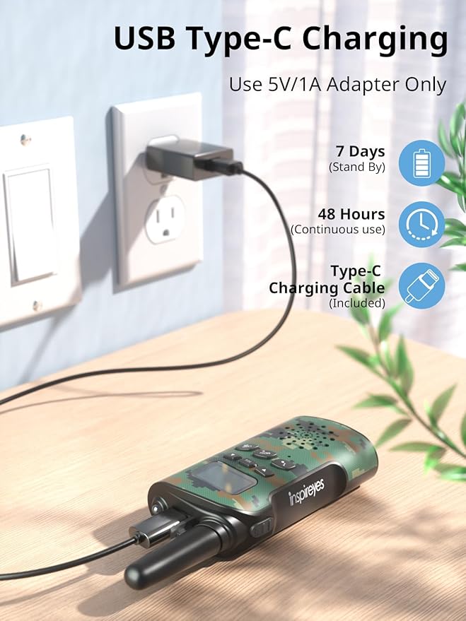 Walkie Talkies for Kids Rechargeable,Toys for Boys and Girls Ages 3-12, 2 Pack Long Range 2-Way Radios, Birthday Gifts,Christmas Stockings, Outdoor Play, Family Games, Hiking Camping Gear