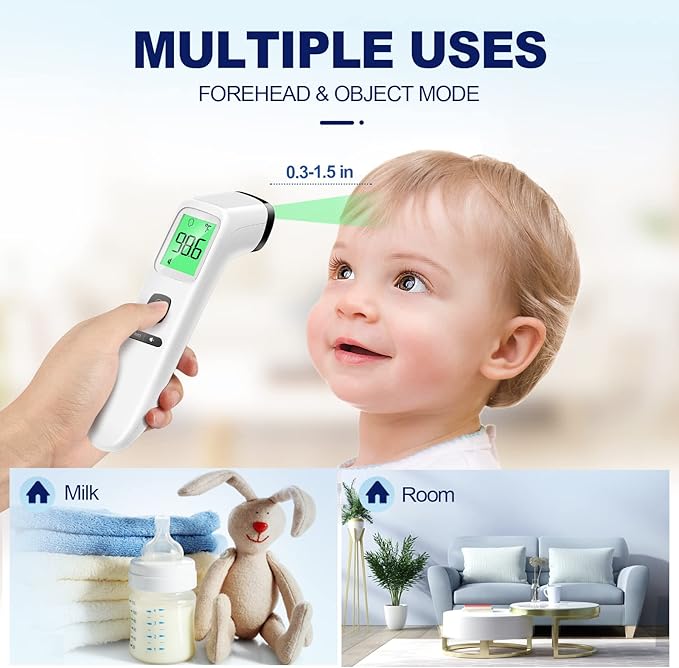 No-Touch Thermometer for Adults and Kids, Digital Accurate Baby Thermometer with Fever Alarm, 1 Second Fast Result, Easy to use, 2 in 1 Mode