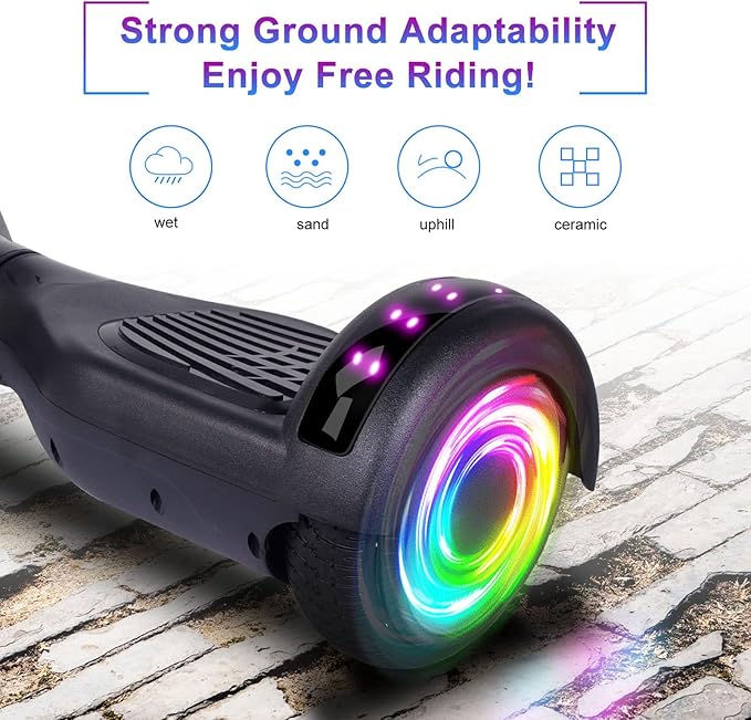 SISIGAD Scooters for Kids Ages 6-12, with Built-in Bluetooth Speaker and 6.5" Colorful Lights Wheels, Safety Certified Self Balancing Scooter Gift for Kids