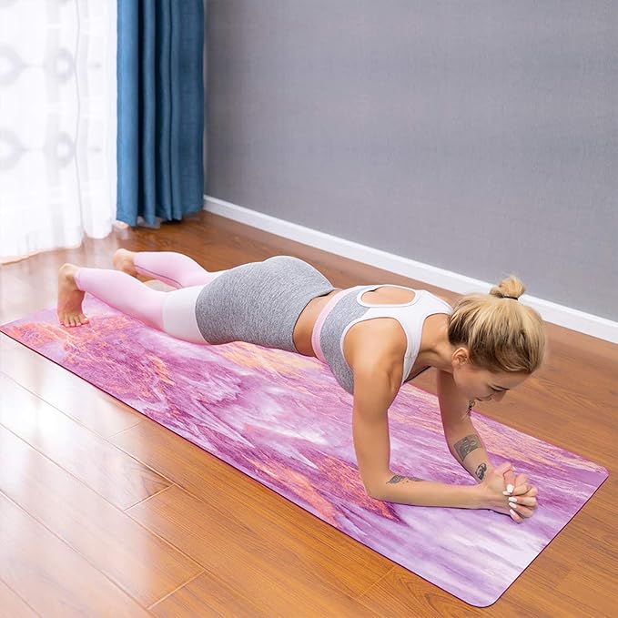 Travel Yoga Mat, Non Slip Exercise Suede Mat with Carry Bag, All-Purpose Fitness Mat with High Density Anti-Tear Surface for Women, Ideal for Pilates Workout (72'' x 24'' x 1.5mm Thick)