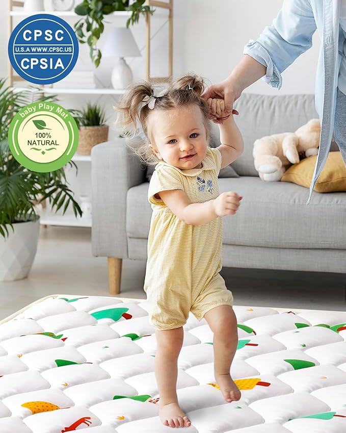 Odorless Premium Foam Baby Play Mat 59" x 59", Soft Microfiber Fabric Crawling Mat for Floor- Comfortable and Hypoallergenic, Non-Slip Cushioned Floor Playpen mat for Infants,Babies,Toddlers
