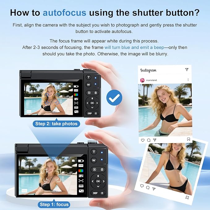 Digital Camera, 4K 64MP Cameras for Photography with 3" 180° Flip Screen,Macro and Wide-Angle Lenses,16X Vlogging Camera for YouTube with 64GB Micro SD Card for Beginner, Teens