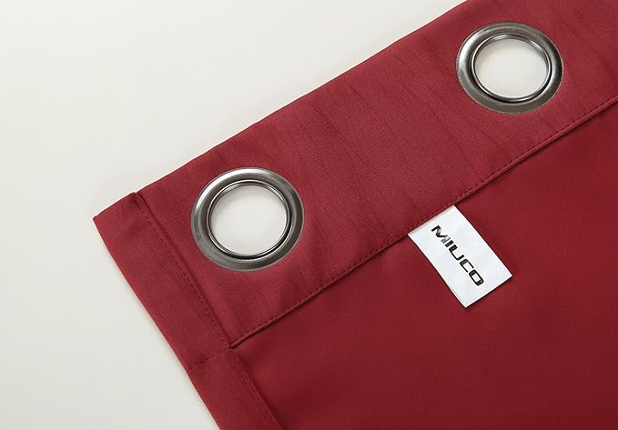 MIUCO Room Darkening Textured Grommet Thermal Insulated Blackout Curtains for Bedroom 2 Panels 52x95 Inch Burgundy