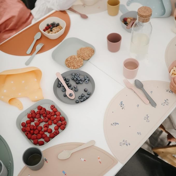 mushie Flatware Fork and Spoon Set for Kids | Made in Denmark (Cloud)