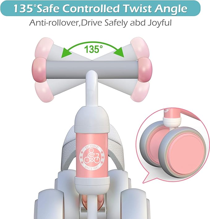 Baby Balance Bike Toys for 12-36 Months Kids Toy Boy and Girls Gifts Toddler Best First Birthday Gift Children Walker No Pedal Infant 4 Wheels Bicycle (Classic, Pink)