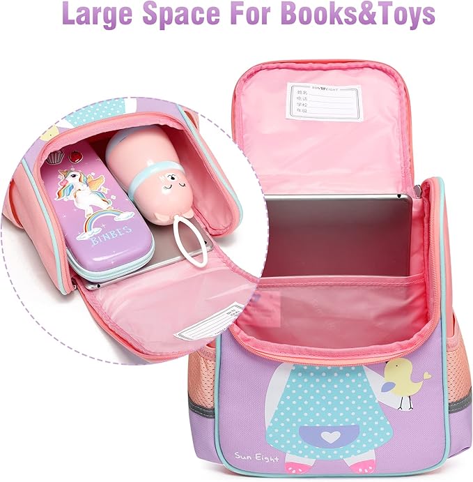 SUN EIGHT Toddler Lightweight Backpack for Girls Cute 3D Animal Waterproof Schoolbag for Baby Girl Boy 2-5 Years（Rabbit）