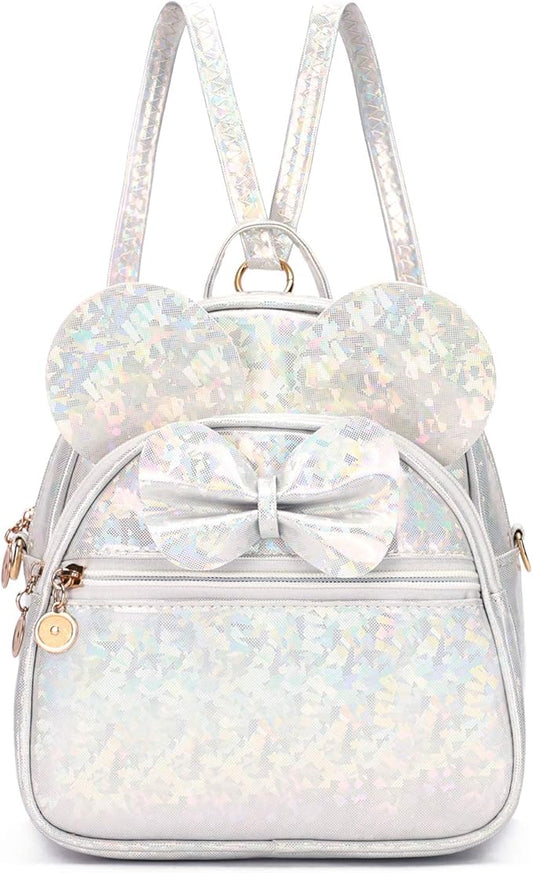 KL928 Girls Bowknot Polka Dot Cute Mini Backpack Small Daypacks Convertible Shoulder Bag Purse for Women