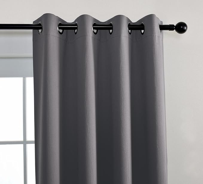 MIUCO Blackout Curtains Room Darkening Curtains Textured Grommet Curtains 2 Panels for Living Room 52 x 84 Inch Grey