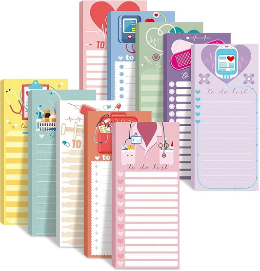 Censen 10 Pack 500 Sheets To Do List Notes Daily Checklist Notepads with 50 Sheets Each Undated Color Memo Pad Block Shopping List Pad Weekly Plan Notepad Organizer Planners(Colorful,Nurse)